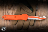 Preowned-Microtech Combat Troodon OTF Knife Orange Frag Aluminum 4" M390 Rescue Orange Serrated 601-3CORHS