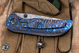 Preowned-Dalibor Bergam Knives Sole Authorship Oberon Mini Folding Knife Dark Daltanium 3.5" Damascus Tanto