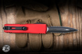 Microtech UTX-85 Gen IV OTF Automatic Knife Red Aluminum 3.1" M390 Dagger Black Serrated 12324-D3RD