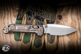 Microtech Marfione Select LUDT Ram-LOK Folding Knife Flamed Grooved Titanium, Blue Ti Accents 3.4" M390 Clip Point Stonewash 1135RLG-10MS4
