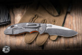 Hinderer Knives XM-18 Non Flipper Folding Knife Orange G10/Working Finish Titanium 3.5" MagnaCut Recurve Stonewash