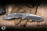 Hinderer Knives XM-18 Non Flipper Folding Knife Red G10/Working Finish Titanium 3.5" MagnaCut Recurve Stonewash