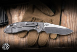 Hinderer Knives XM-18 Non Flipper Folding Knife Translucent Green G10/Working Finish Titanium 3.5" MagnaCut Recurve Stonewash