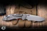 Hinderer Knives XM-18 Non Flipper Folding Knife Orange G10/Working Finish Titanium 3.5" MagnaCut Recurve