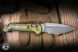 Microtech LUDT Ram-LOK Folding Knife OD Green Frag Aluminum 3.4" M390 Clip Point Apocalyptic Stonewash 1135RL-10APFROD
