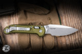 Microtech LUDT Ram-LOK Folding Knife OD Green Frag Aluminum 3.4" M390 Clip Point Stonewash 1135RL-10FROD