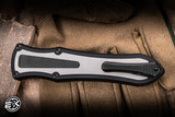 Preowned-Hawk Knives Deadlock Model C OTF Auto Knife Black Aluminum, Titanium Inlay 3.5" 20CV Dagger Black