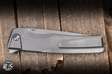 MachineWise Sonora Button Lock Folding Knife Titanium, Gold Accent 3.35" S90V Drop Point Stonewash 2227