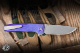 MachineWise Sonora Button Lock Folding Knife Grooved Purple Titanium 3.35" S90V Drop Point 2182