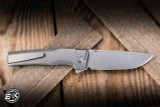 MachineWise Sonora Button Lock Folding Knife Titanium, Gold Accent 3.35" S90V Drop Point Stonewash 2228