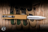 Microtech Ultratech Gen IV OTF Automatic Knife Tan Aluminum 3.5" M390 Dagger Stonewash Double Serrated 11224-11TA