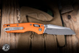 Microtech MSI Mini Ram-Lok Folding Knife Orange Fluted Aluminum 3.2" M390 Wharncliffe Apocalyptic Full Serrated 210M-12APFLOR