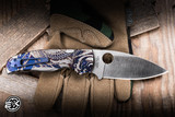 Preowned-Spyderco Custom Shaman Folding Knife Koi Titanium 3.58" M4 Drop Point Satin