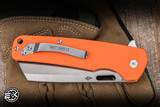Daily Carry Co. Gauntlet Button Lock Folding Knife Orange G10 3.74" D2 Hawksbill