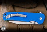 Daily Carry Co. Gauntlet Button Lock Folding Knife Blue G10 3.74" D2 Drop Point