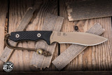 Preowned-Spartan Blades Ronin Shinto Fixed Blade Knife Black Micarta 5.6" MagnaCut FDE w/ Multicam Sheath  SB47