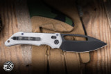  Heretic Knives Koschei Manual Folding Knife Blizzardworn Aluminum 3.5" MagnaCut Drop Point Battleworn Black