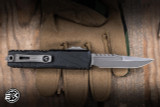 Microtech UTX-85 Gen IV OTF Automatic Knife Topographic Engraved Black Aluminum 3.1" M390 Clip Point Apocalyptic 12354TP-10APS