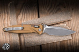 Microtech Socom Delta Ram-Lok Folding Knife Tan Aluminum 3.8" M390 Clip Point Apocalyptic 159RL-10APTA