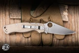 Preowned-Spyderco Paramilitary 2 Knife Brown Canvas Micarta 3.4" CruWear Satin C81MPCW2