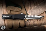 Microtech/Marfione Custom Combat Troodon Hellhound OTF Knife Hefted Black Aluminum 4" M390 Tanto Cracked Ice Mirror