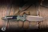 Microtech Marfione Select Socom RAM-LOK Manual Folding Knife Antique Green Titanium/Textured Inlay 4" M390 Tanto Bronze Stonewash 161RL-13MS1
