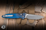 Microtech Marfione Select Socom RAM-LOK Manual Folding Knife Antique Blue Titanium 4" M390 Tanto Apocalyptic 161RLS-10APMS1