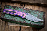 Jake Mccoy Bladeworks Apostle #49 Purple-Copper TPT 3.25" Baker Forge Kryptonite Damascus