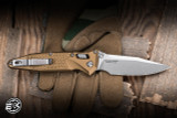 Microtech Socom Elite RAM-LOK Manual Folding Knife Tan Frag Aluminum 3.8" M390 Clip Point Stonewash 160RL-10FRTA