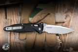 Microtech Socom Elite RAM-LOK Manual Folding Knife Black Frag Aluminum 3.8" M390 Clip Point Stonewash Serrated 160RL-11FR