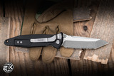 Microtech Socom Elite Manual Folding Knife Black Aluminum/Grip Inlay 4" M390 Tanto Stonewash Serrated 161-12