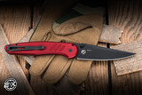 ProTech x Peace Neighbor Avalon Folding Knife Knurled Red Aluminum 4.25" MagnaCut Black PN1103-RED