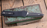 Preowned-Microtech Combat Troodon Gen III OTF Jade G10 4" Bowie Black 146-1GTJGS