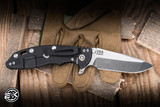 Hinderer Knives XM-18 Flipper Folding Knife Triway Blue/Black G10/Battle Black Titanium 3.5" MagnaCut Spanto Stonewash