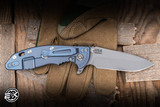 Hinderer Knives XM-18 Flipper Folding Knife Triway Blue/Black G10/BB Blue Titanium 3.5" MagnaCut Spanto Working Finish