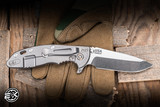 Hinderer Knives XM-18 Flipper Folding Knife Triway FDE G10/Bead Blast Titanium 3.5" MagnaCut Spanto Stonewash