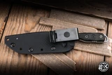 Preowned-TOPS Knives Cherokee Hunter Fixed Blade Knife Black Micarta 4.75" 1095 Drop Point