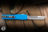 Microtech UTX-70 Gen IV OTF Automatic Knife Blue Aluminum 2.5" M390 Hellhound Stonewash 14194-10BLS