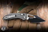 Microtech M-Stitch Ram-LOK Folding Knife Natural Clear Frag Aluminum 3" M390 Wharncliffe Black 169MRL-1FRNC