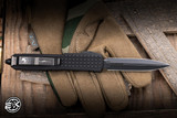 Preowned-Microtech Ultratech Auto OTF Knife Black Frag Aluminum 3.4" Dagger DLC 122-1UTDS