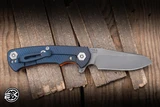 Hinderer Knives Project X Flipper Knife Orange G10/Battle Blue 3.65" MagnaCut Sheepsfoot