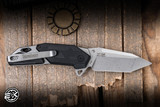 Kershaw Jetpack Assisted Flipper Knife Silver Stainless/Black GFN Overlay 2.75" 8Cr13MoV Tanto Stonewash 1401