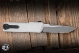 Chaves Knives Dissident OTF Automatic Knife Clear Coat Crosshatch Petrified Aluminum 3.8" M390 Tanto TT Stonewash