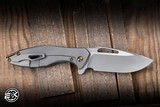Preowned-Koenig Knives Arius Flipper Knife Titanium/Bronze Accents 3.5" M390 Drop Point Burnished Polished