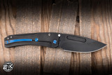 Preowned-Medford Slim Midi Folding Knife Black Titanium/Blue Accents 3.25" Drop Point  PVD