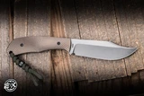 Jack Wolf Knives Bordertown Fixed Blade Knife Bronze Starburst Titanium 3.45" S90V Bowie Stonewash