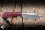 Jack Wolf Knives Bordertown Fixed Blade Knife Vibe Bordeaux Jute Micarta 3.45" S90V Bowie Stonewash