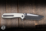 NCC Ragnarok Hawk V7 Flipper Knife Black Titanium/Ivory G10 3.25" CTS-XHP Harpoon Tanto