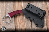 Bastinelli Knives Custom Pika Fixed Blade Knife Red Paracord Wrap/Bronze Menuki Snake 1.65" N690CO Stonewash