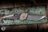 Hypercut Manufacturing Dharma Automatic Folding Knife Titanium/Shipwreck CC Inlay 3.2" S45VN Tanto 2-Tone